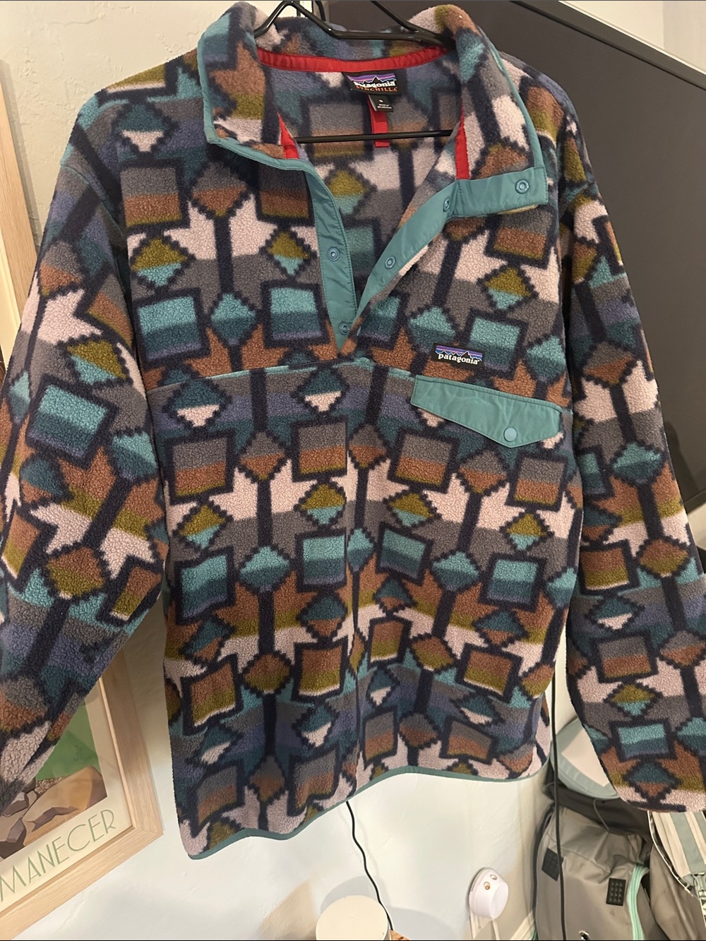 Patagonia Fleece Pullover in Teal, Olive, Brown